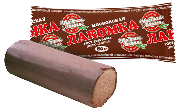 Мороженое молочное «Чистая Линия» Пломбир Московская Лакомка шоколадная во взбитой шоколадной глазури трубочка ГОСТ БЗМЖ, 80 г