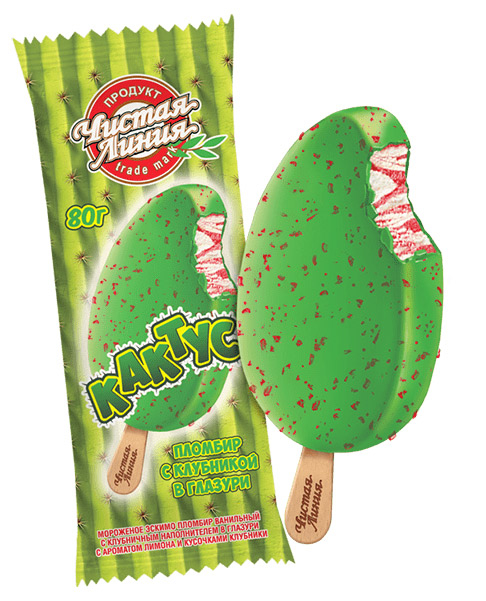 Мороженое «Чистая Линия» эскимо с клубникой и ароматом лимона в глазури БЗМЖ, 80 г