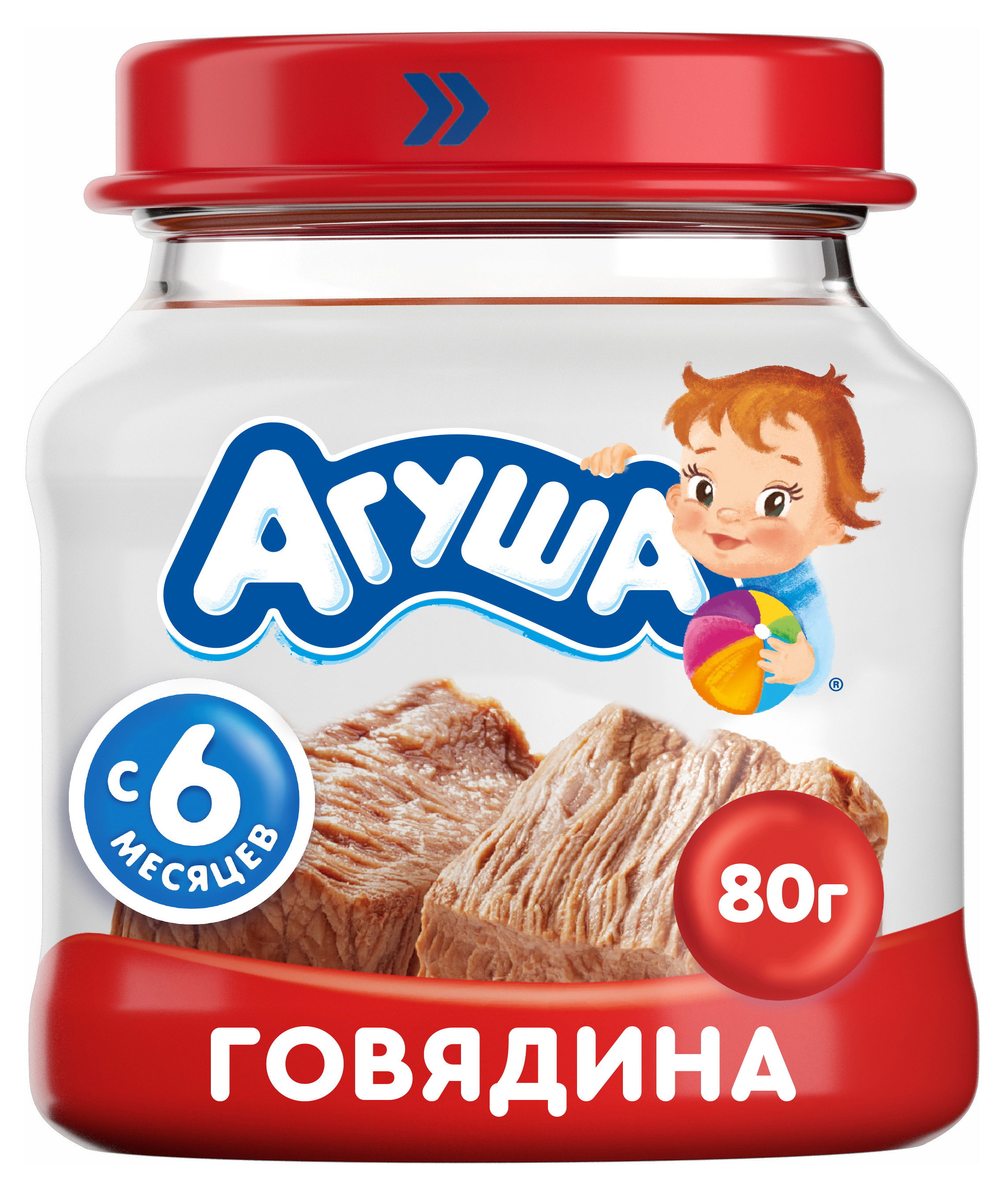 Пюре мясное «Агуша» говядина с 6 мес., 80 г