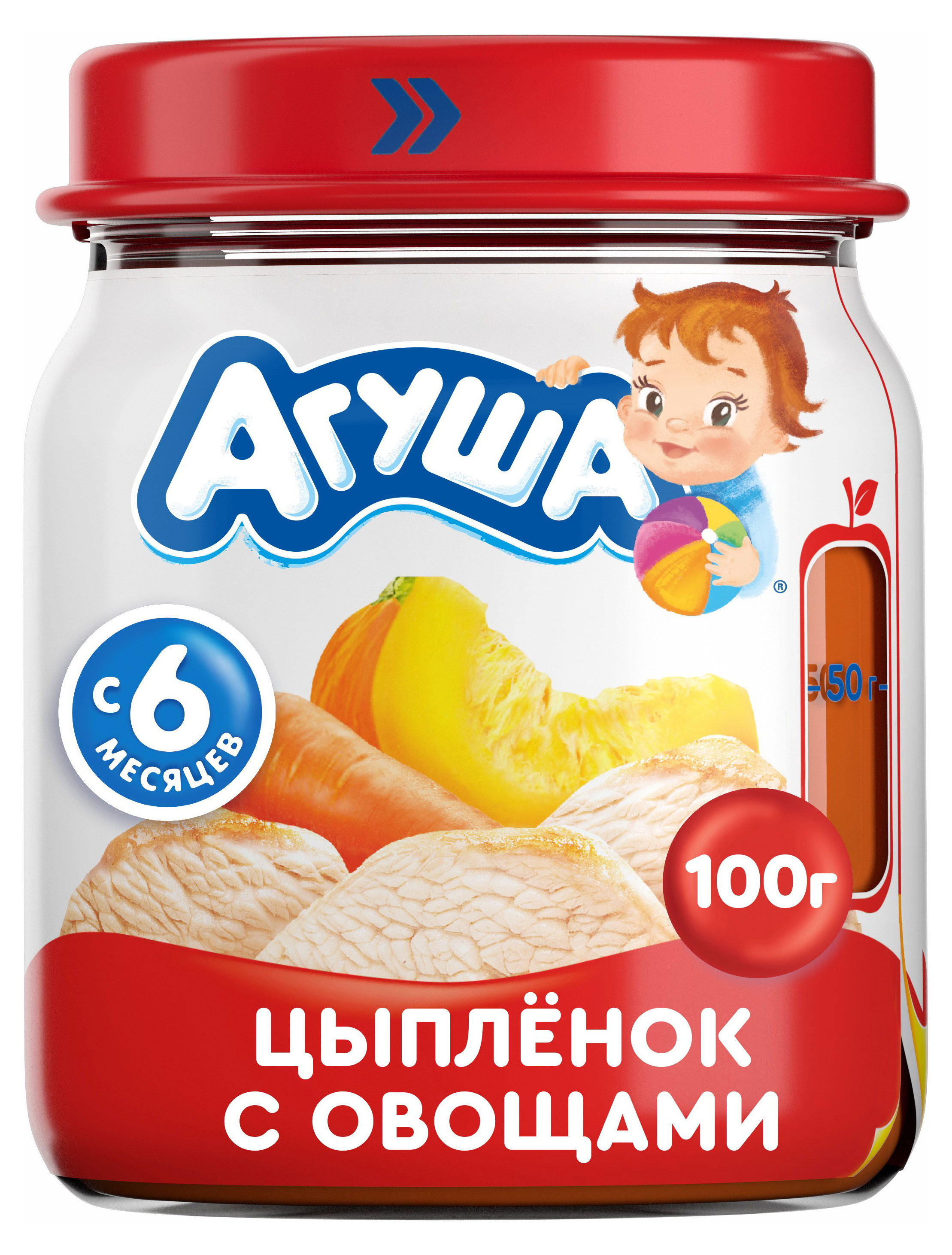 Пюре «Агуша» цыпленок с овощами с 6 мес., 100 г