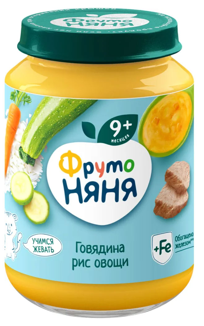 Пюре «Фруто Няня»  говядина, рис, овощи с 9 мес., 190 г