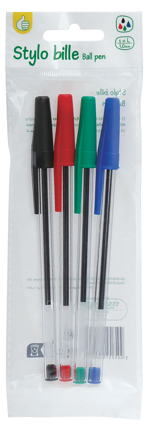 Ручки шариковые «Каждый день» разноцветные 1 мм, 4 шт