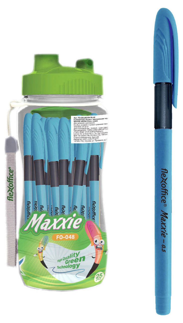 Ручка шариковая Flexoffice Maxxi fo neon синяя, 0,5 мм