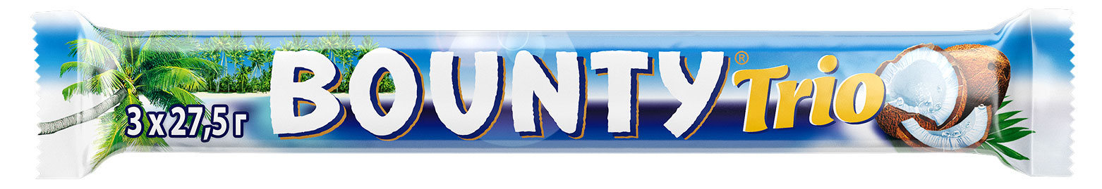 Батончик шоколадный Bounty Trio с нежной мякотью кокоса, 82,5 г