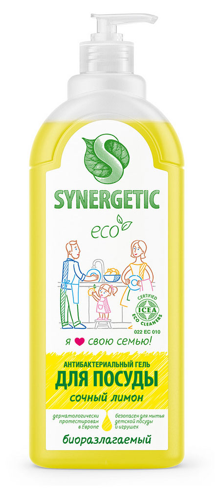 Средство для мытья посуды Synergetic Лимон, 1 л