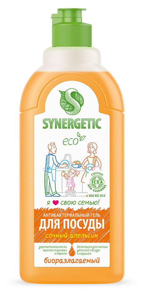 Жидкость для мытья посуды Synergetic Апельсин, 500 мл