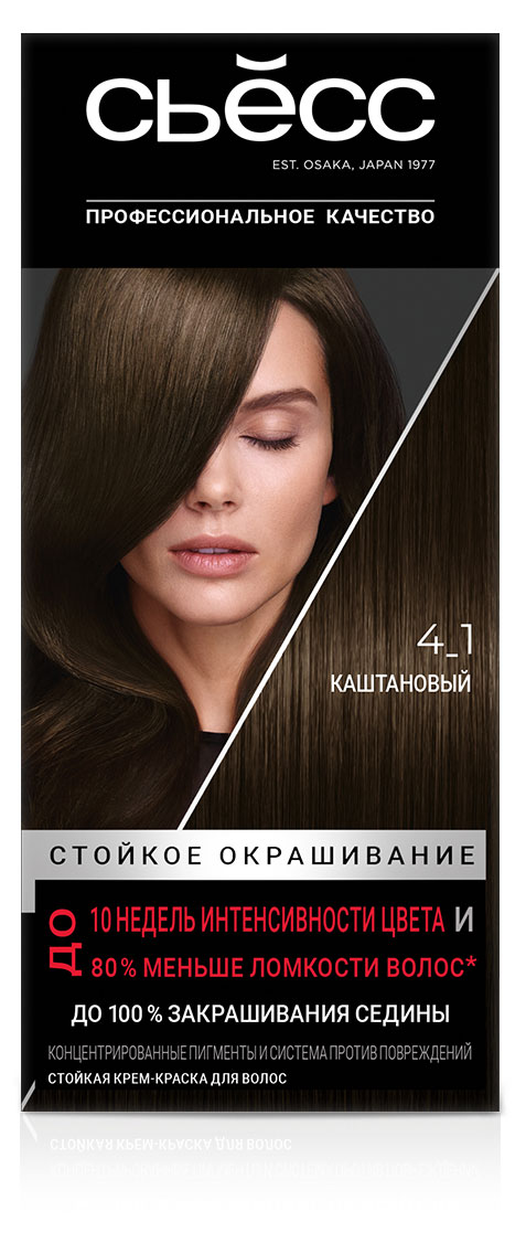 Крем-краска стойкая для волос «Сьёсс» Color Стойкая 4-1 Каштановый, 115 мл
