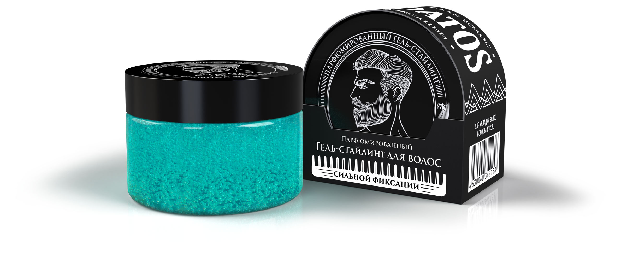 Гель-стайлинг для волос Borodatos сильной фиксации парфюмированный, 75 мл