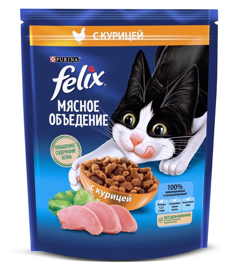 Сухой корм для кошек Felix с курицей, 600 г