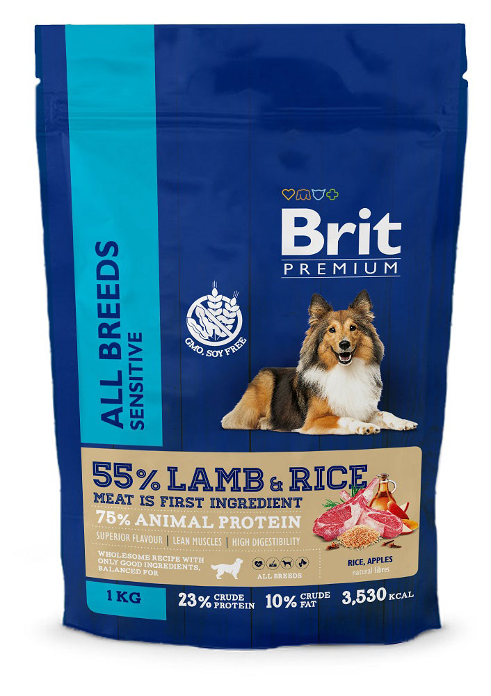 Сухой корм для собак Brit Premium Lamb&Ric гипоаллергенный, 1 кг