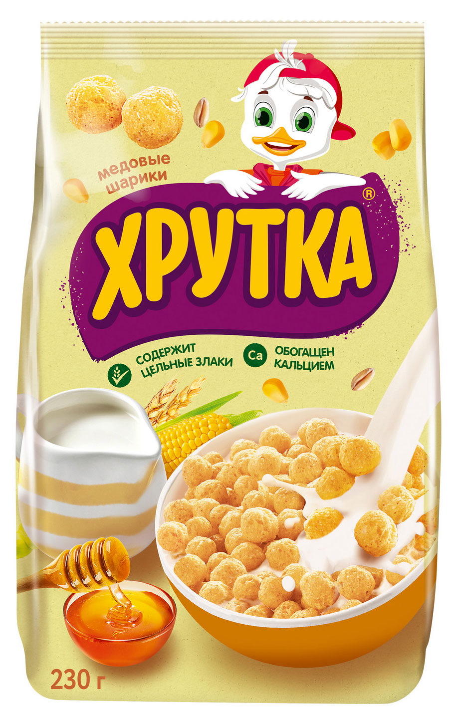 Готовый завтрак «ХРУТКА» Мультизлаковые медовые шарики обогащенные кальцием, 230 г