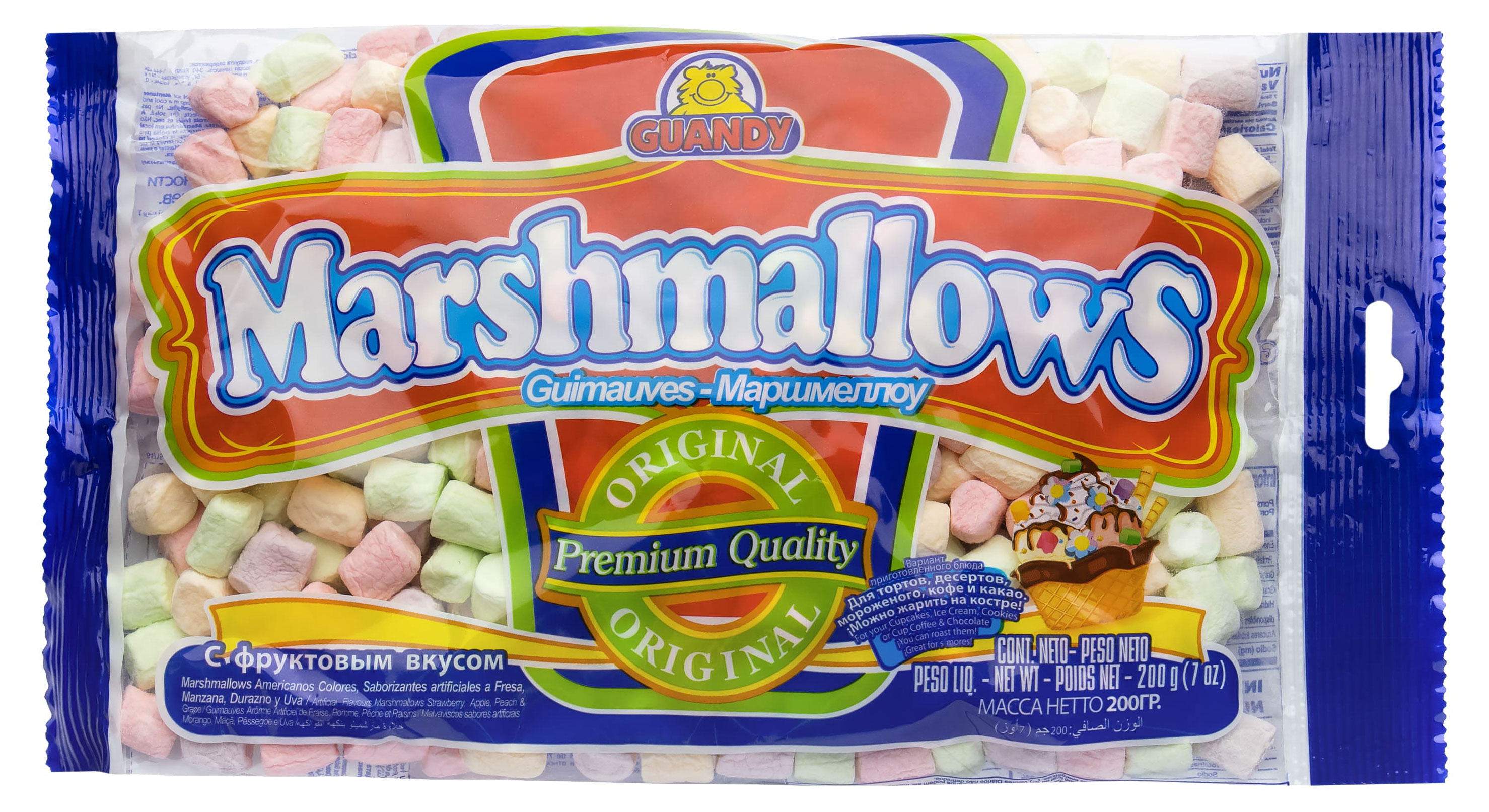 Маршмеллоу Guandy мини цветной фруктовый Гватемала, 200 г