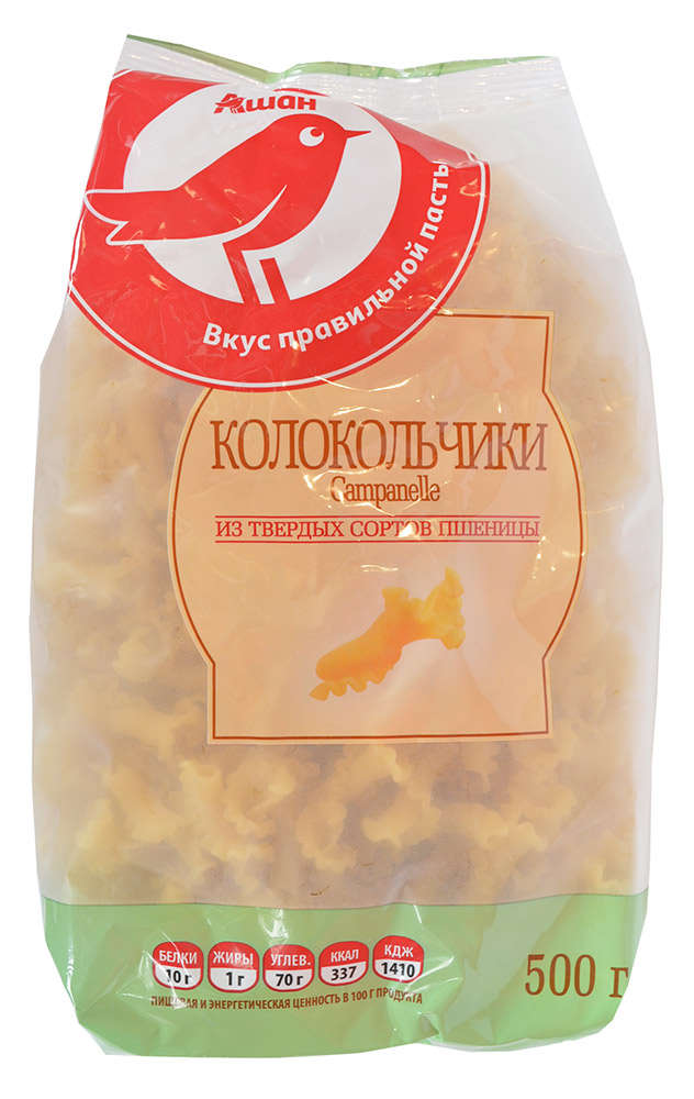 Макаронные изделия АШАН Красная птица Campanelle колокольчики, 500 г