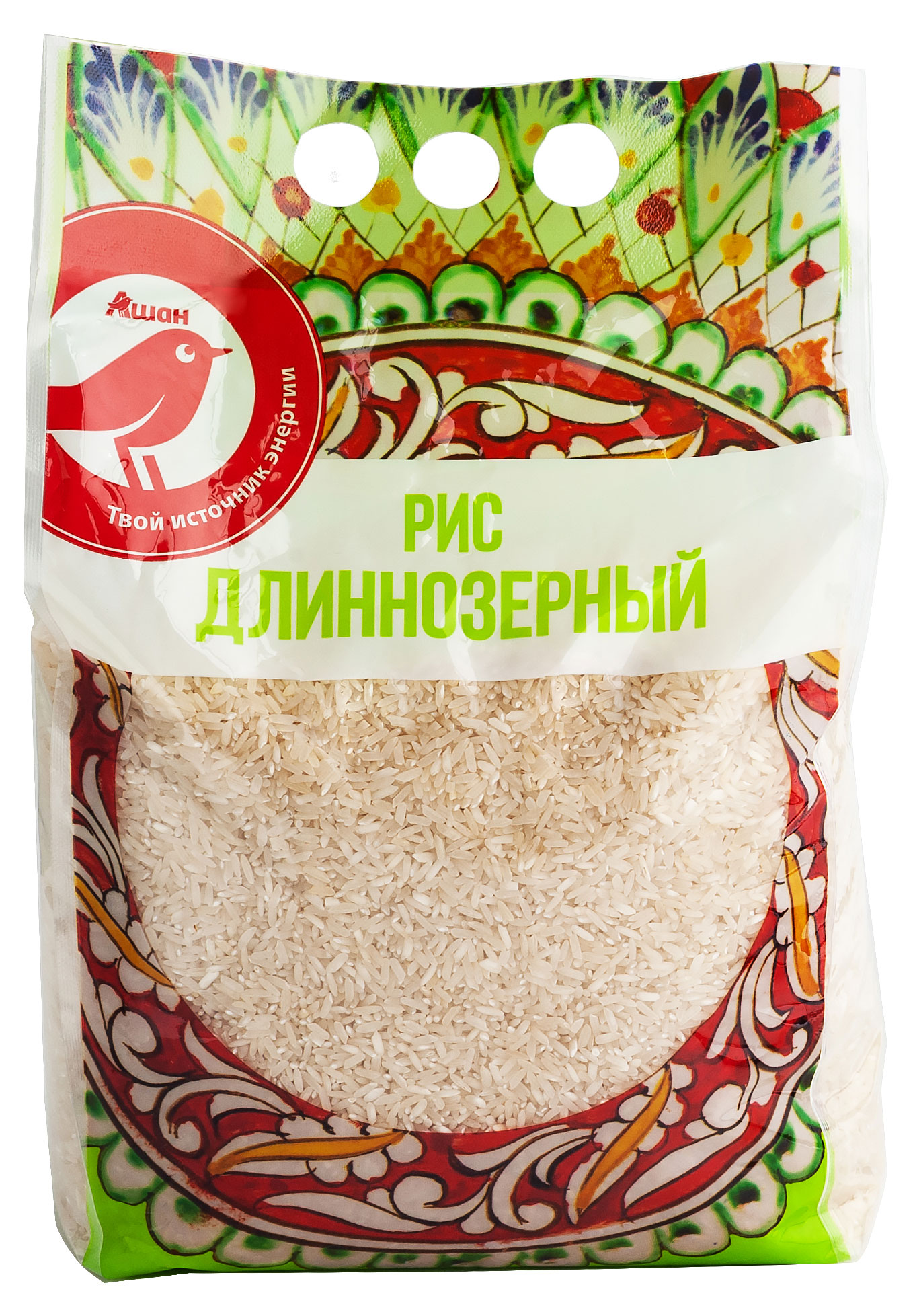 Рис АШАН Красная птица длиннозерный, 3 кг