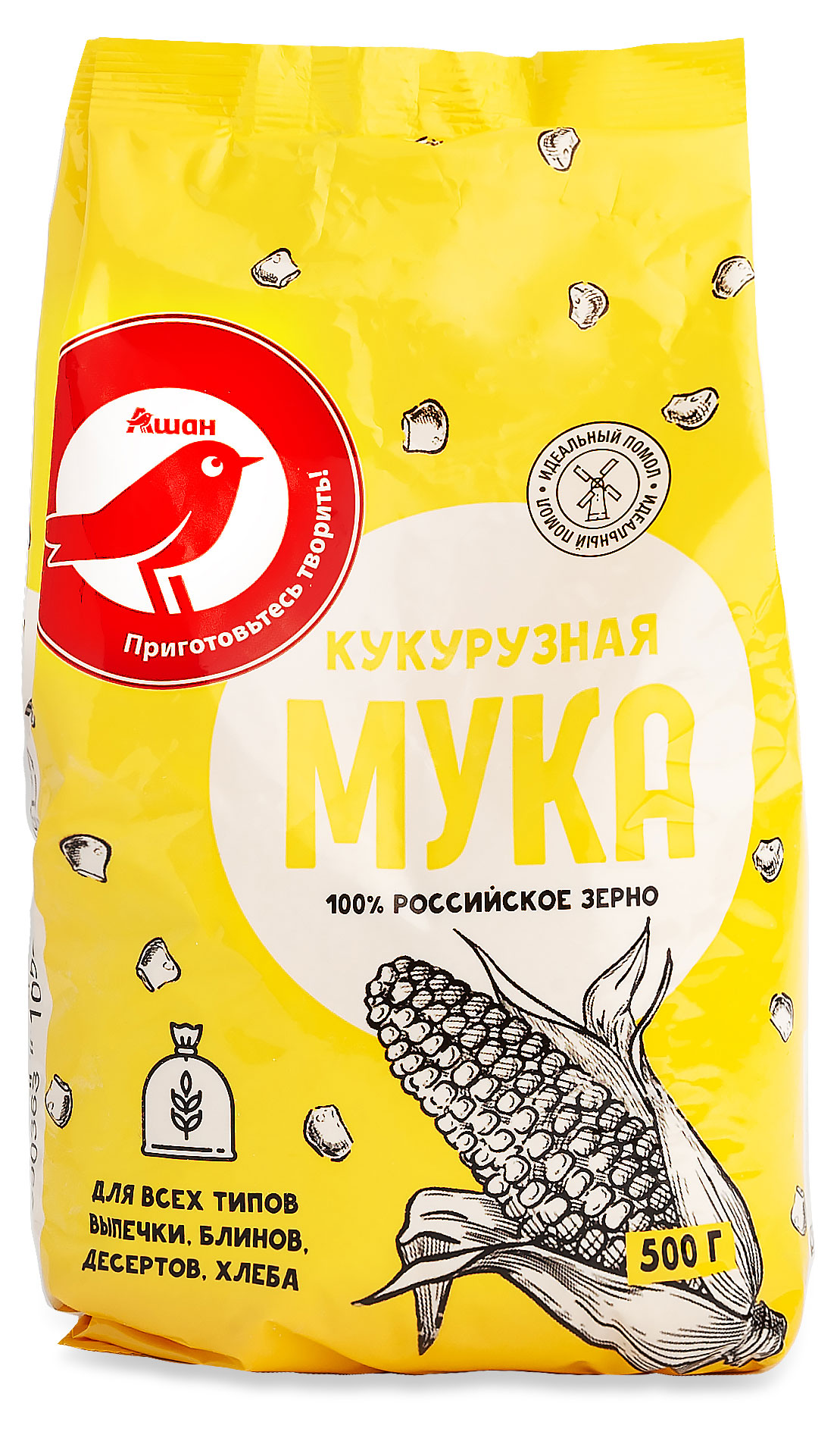 Мука кукурузная АШАН Красная птица, 500 г