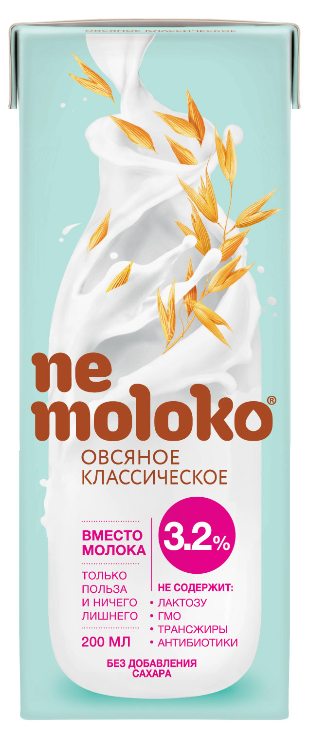 Напиток овсяный Nemoloko классический для детей старше 3х лет без сахара 3,2%, 200 мл