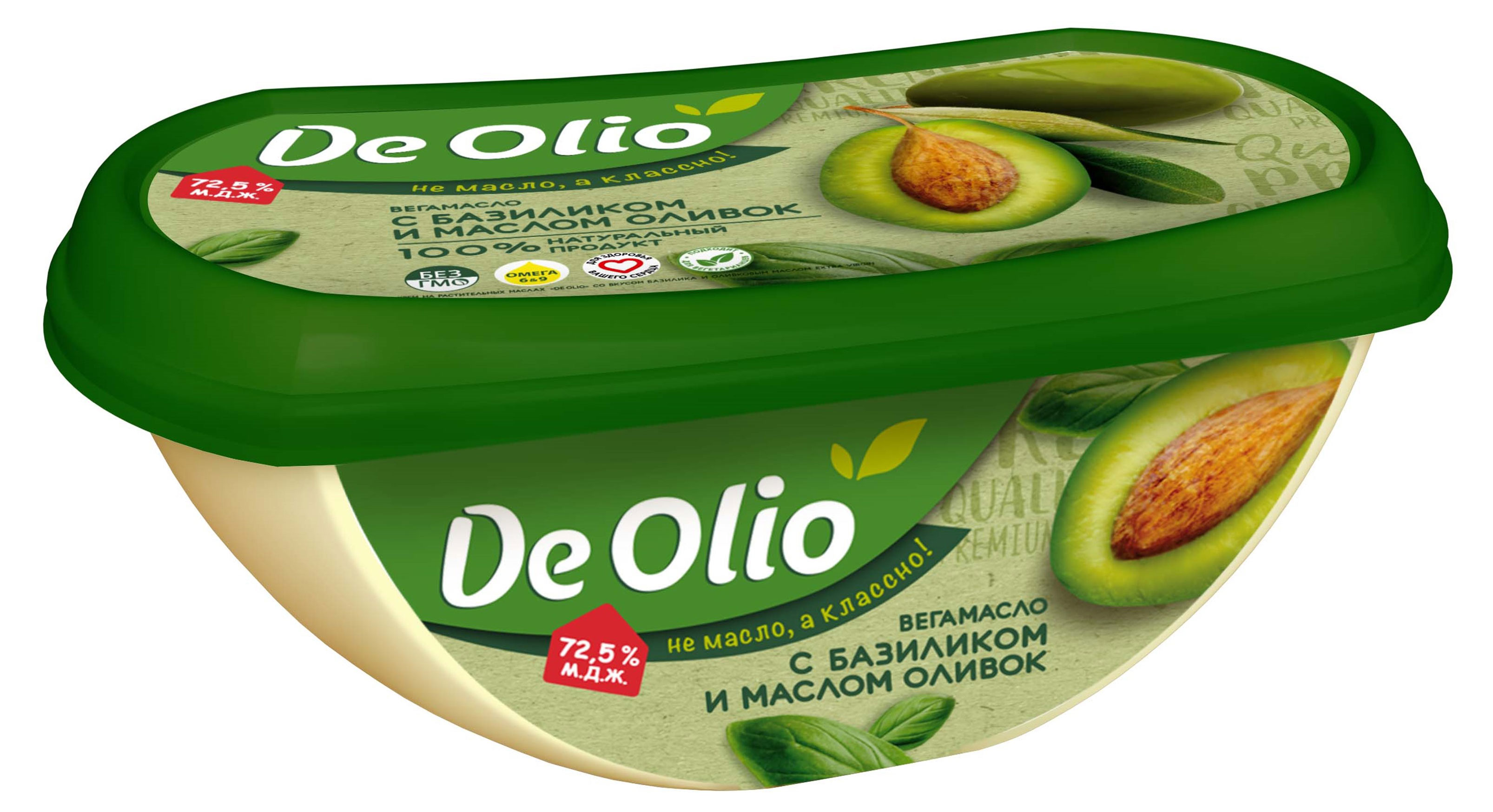 Крем на растительных маслах De Olio Vegan Вегамасло с базиликом и маслом оливок 72,5%, 220 г