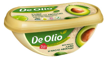 Крем на растительных маслах De Olio Vegan Вегамасло лайм и масло авокадо 72,5%, 220 г