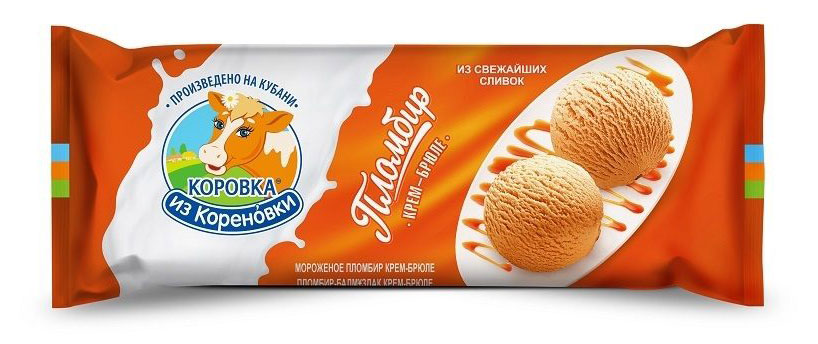 Мороженое сливочное «Коровка из Кореновки» Пломбир крем-брюле со сгущенным молоком, 400 г