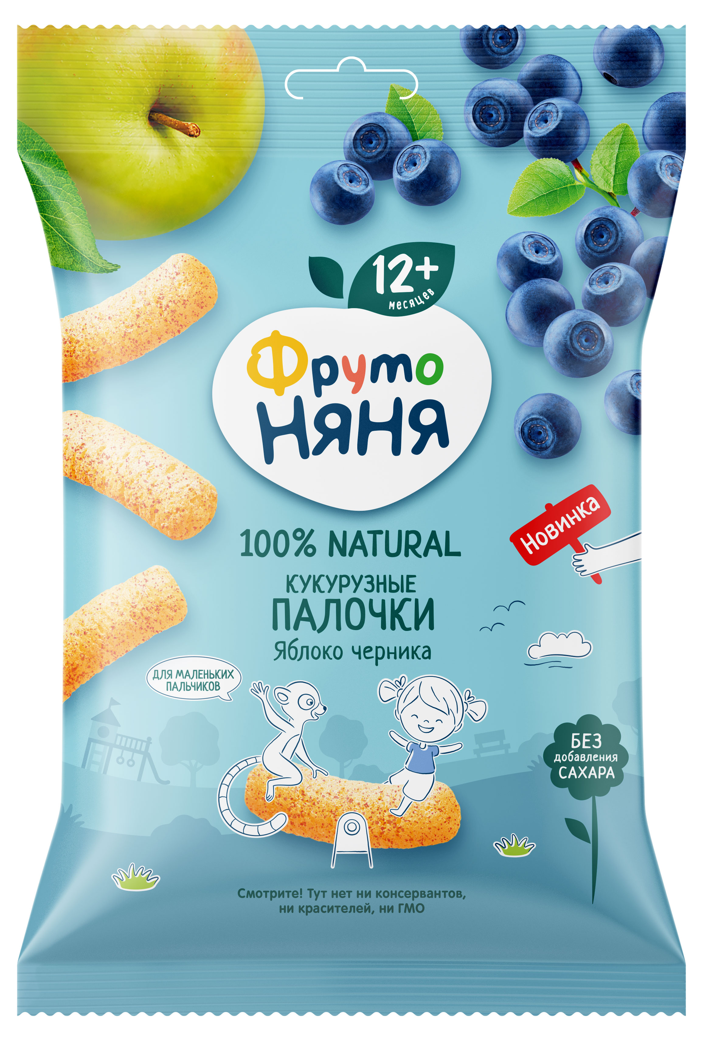 Палочки кукурузные «ФрутоНяня» яблоко черника с 12 мес., 20 г