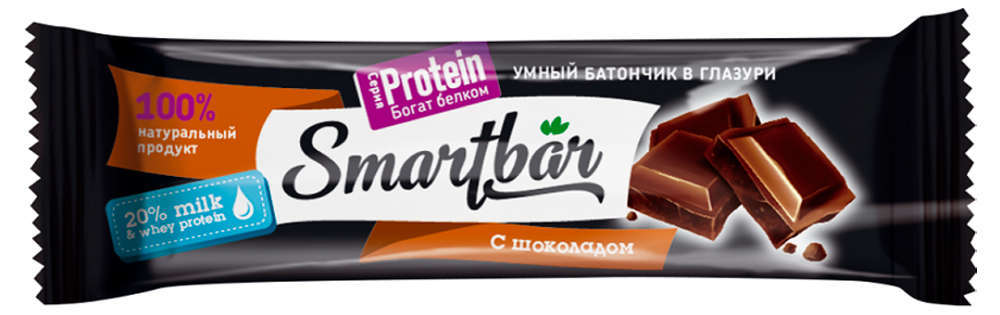 Батончик Smartbar Двойной шоколад протеиновый в темной глазури, 40 г