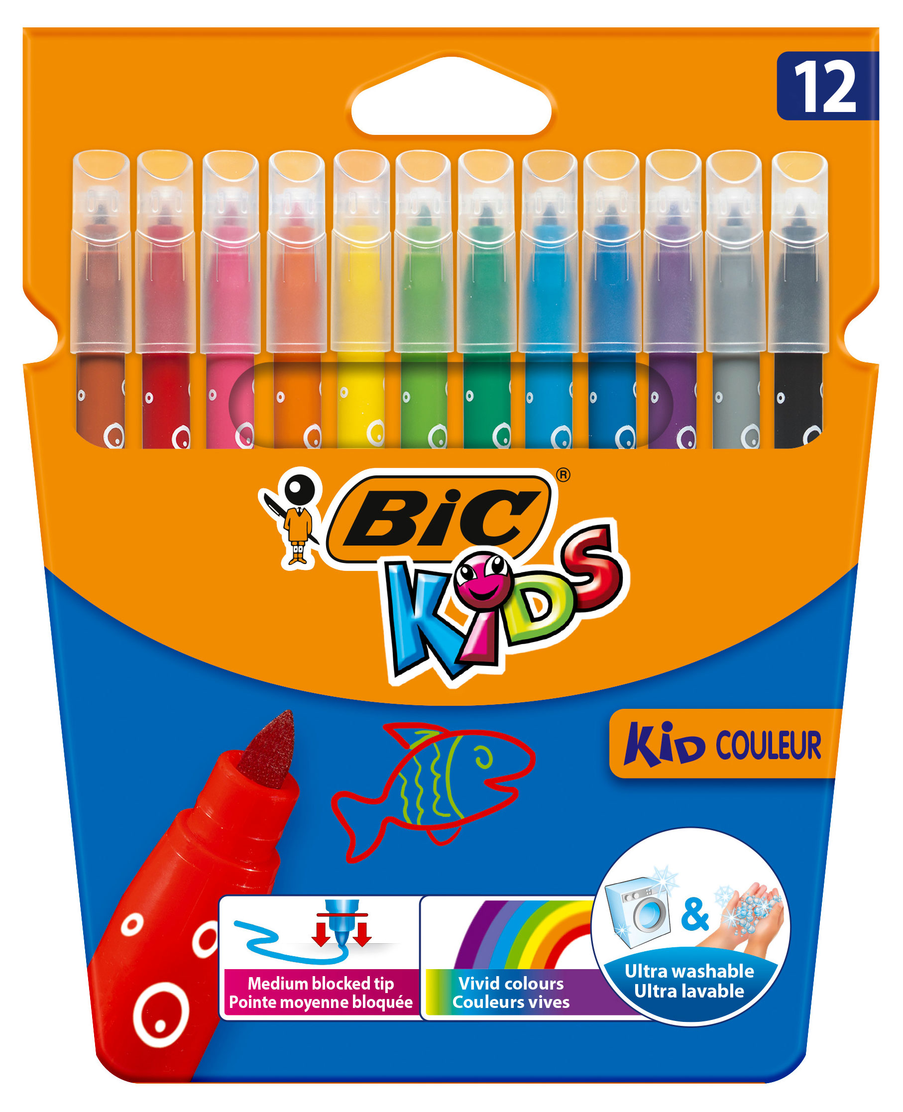 Фломастеры цветные BIC Kids Kid Couleur, 12 шт