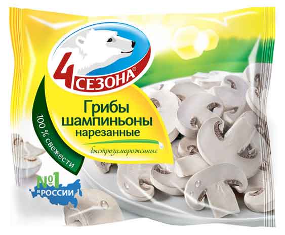 Грибная смесь Грибы Шампиньоны «4 Сезона» нарезанные замороженные, 400 г