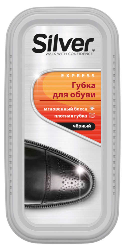 Губка для обуви Silver черная, 1 шт