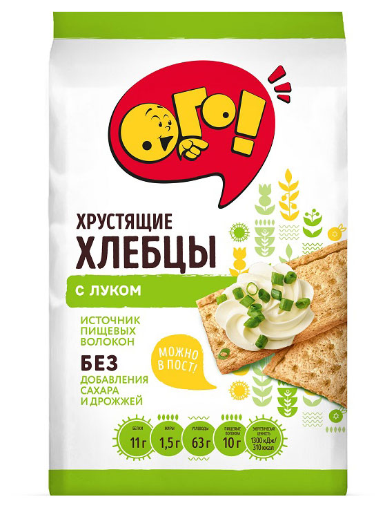 Хлебцы «ОГО!» с луком без сахара, без дрожжей, 75 г