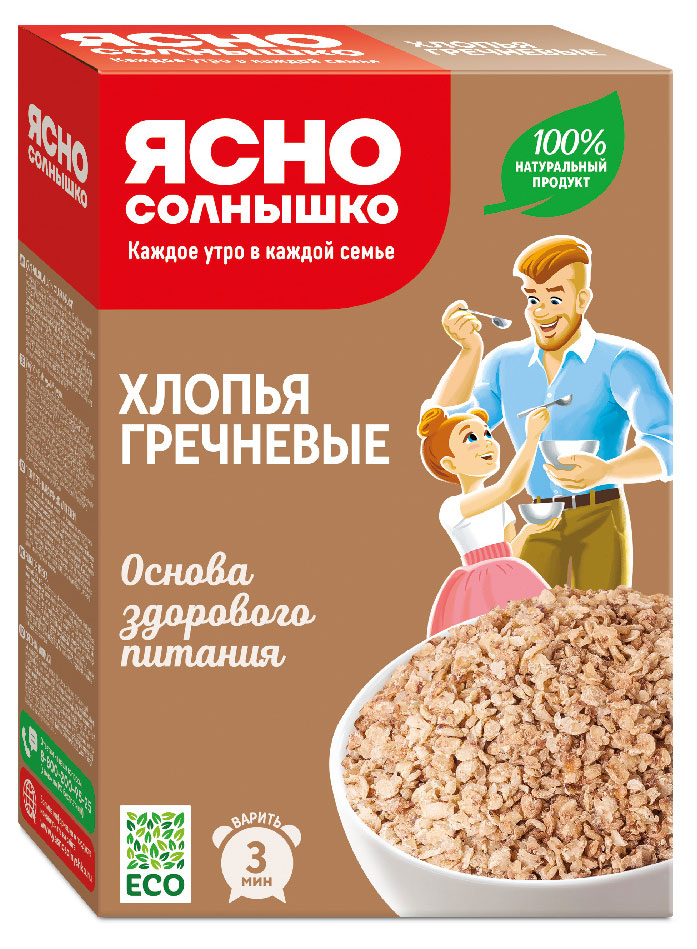 Хлопья гречневые «Ясно солнышко», 375 г