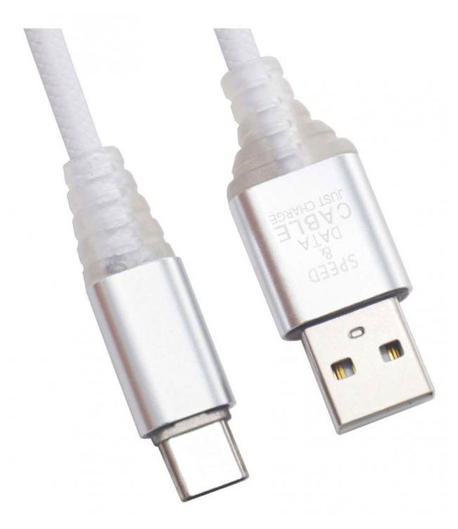 USB кабель Liberty Project Type-C Змея LED TPE белый