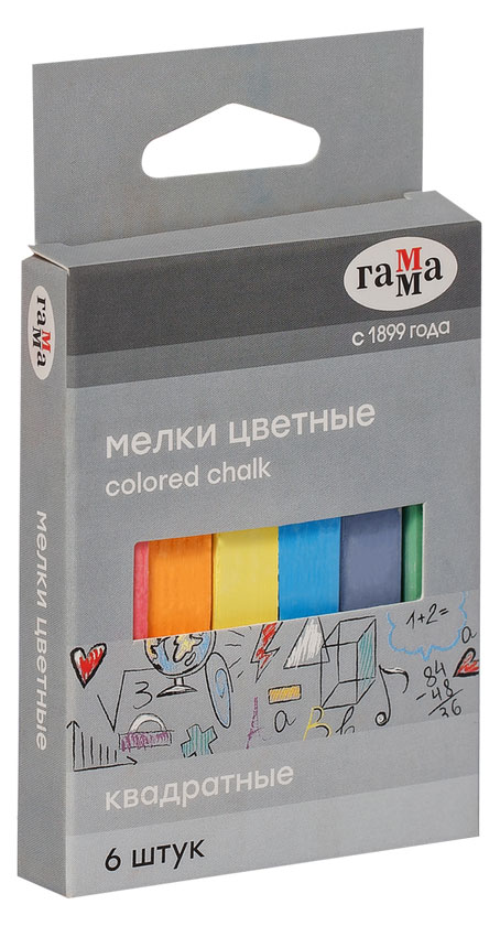 Мелки школьные «Гамма» цветные, 6 шт