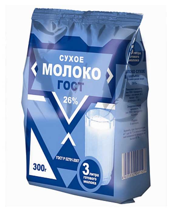 Молоко сухое «ГОСТ» 26% жирности, 300 г