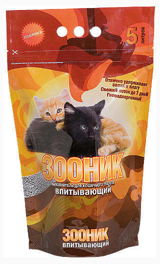 Наполнитель для кошачьего туалета «Зооник» впитывающий, 5 л