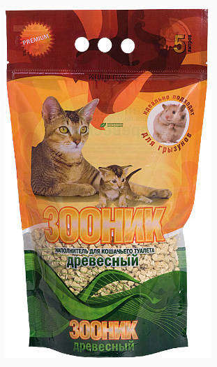 Наполнитель для кошачьего туалета «Зооник» древесный, 5 л