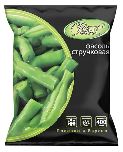 Овощная смесь Фасоль стручковая зеленая Polvit резаная замороженная, 400 г
