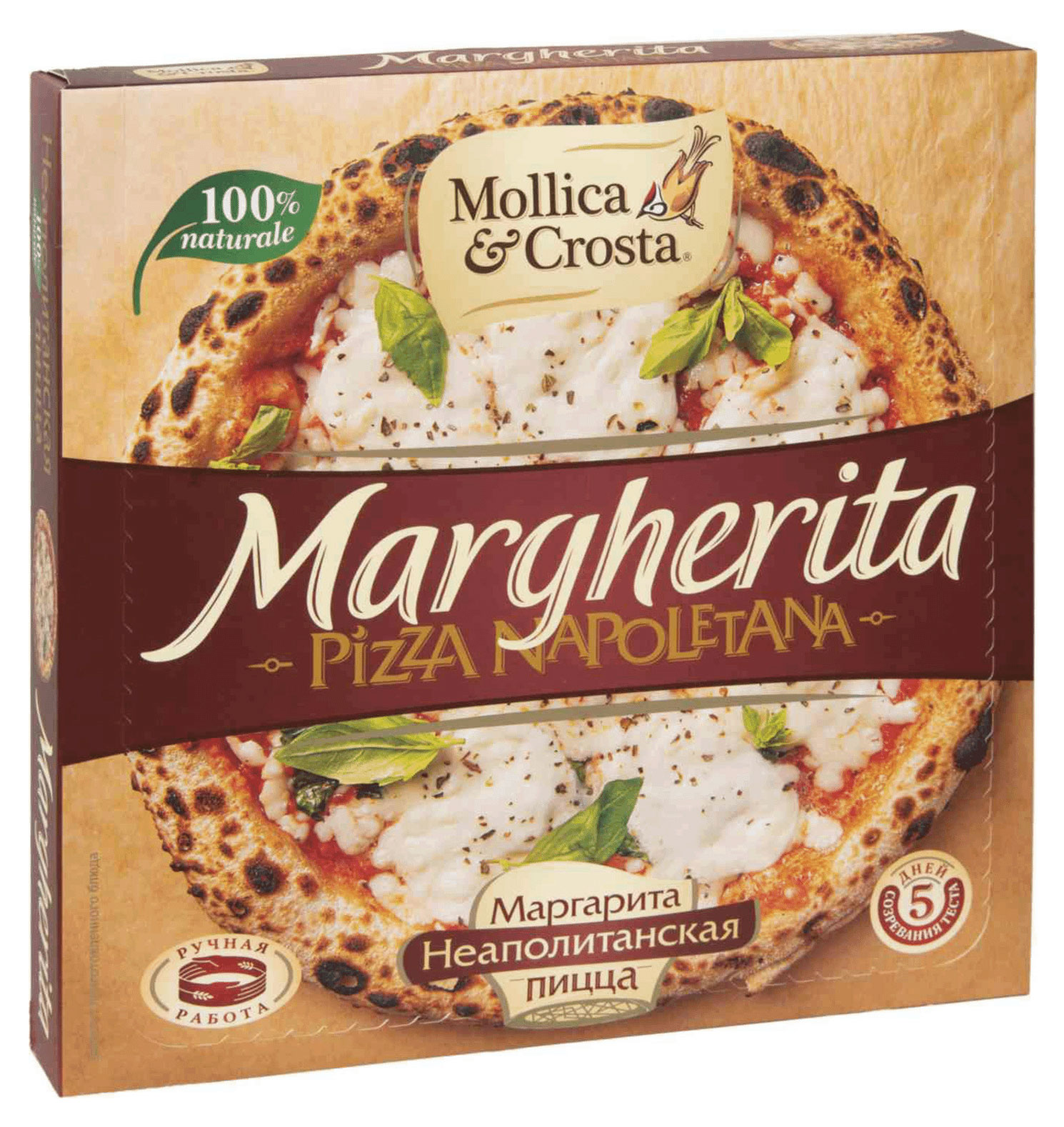 Пицца Маргарита Mollica&Crosta Неаполитанская с томатным соусом и сыром Моцарелла замороженная, 330 г