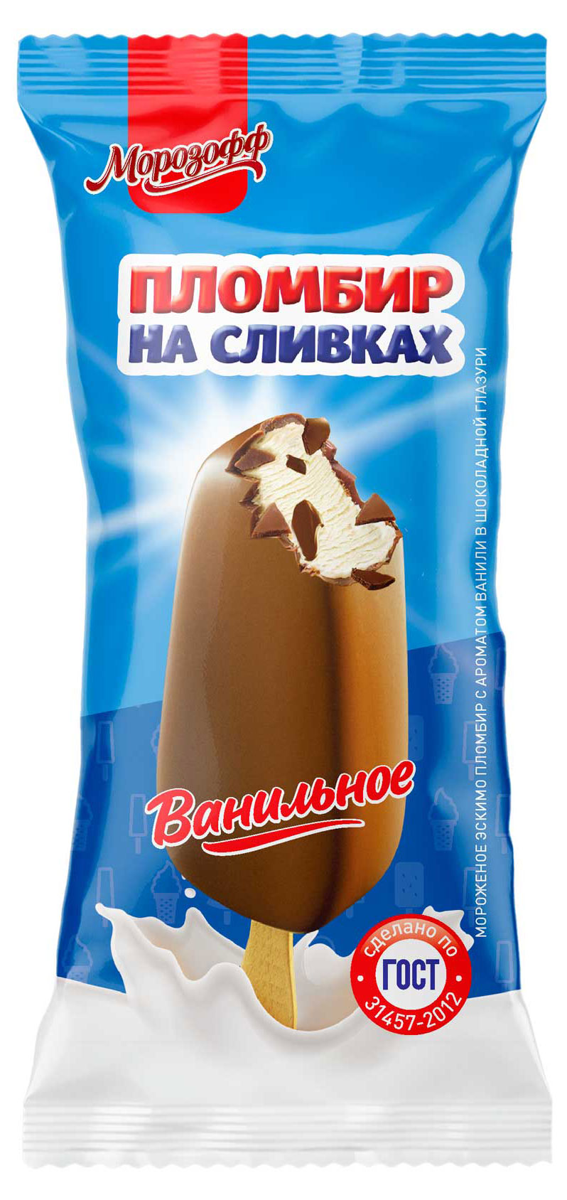 Мороженое эскимо «Морозофф» пломбир на сливках, 60 г
