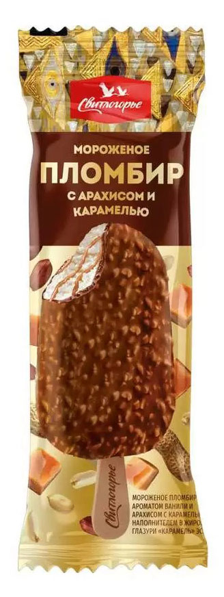 Мороженое пломбир «Свитлогорье» Эскимо с арахисом и карамелью 15% БЗМЖ, 80 г