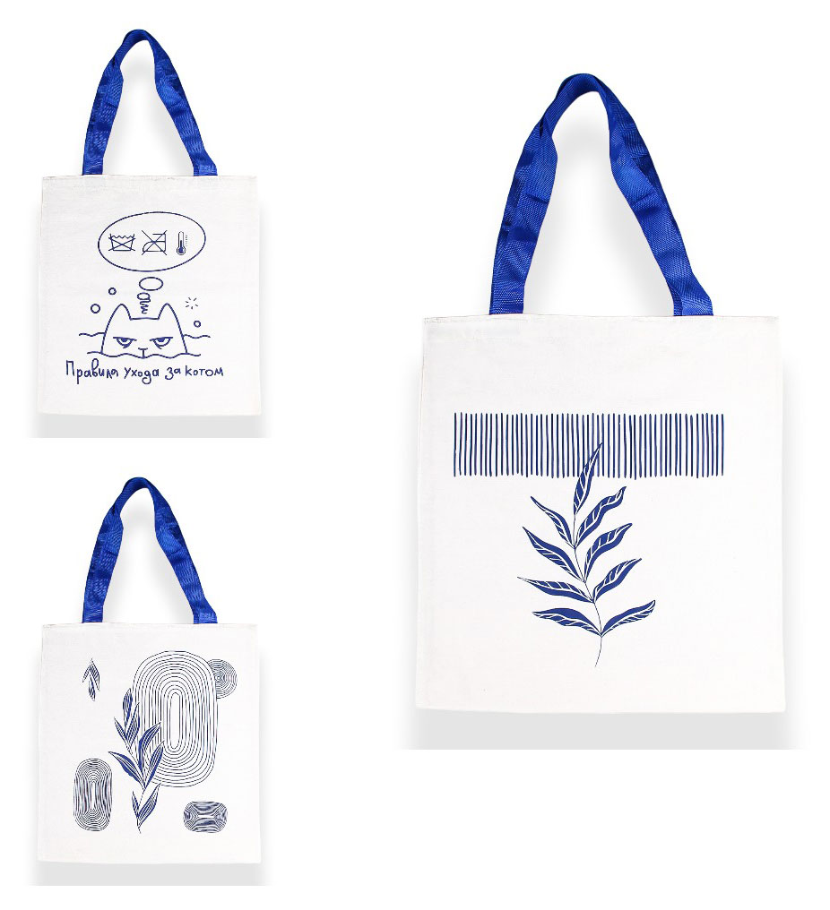 Сумка-шоппер АШАН Красная птица с синими ручками, 40х45 см, 1 шт, в ассортименте