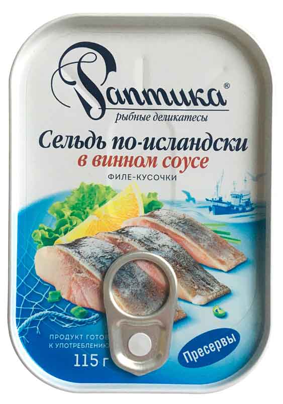 Сельдь «Раптика» в винном соусе по-исландски филе-кусочки, 115г