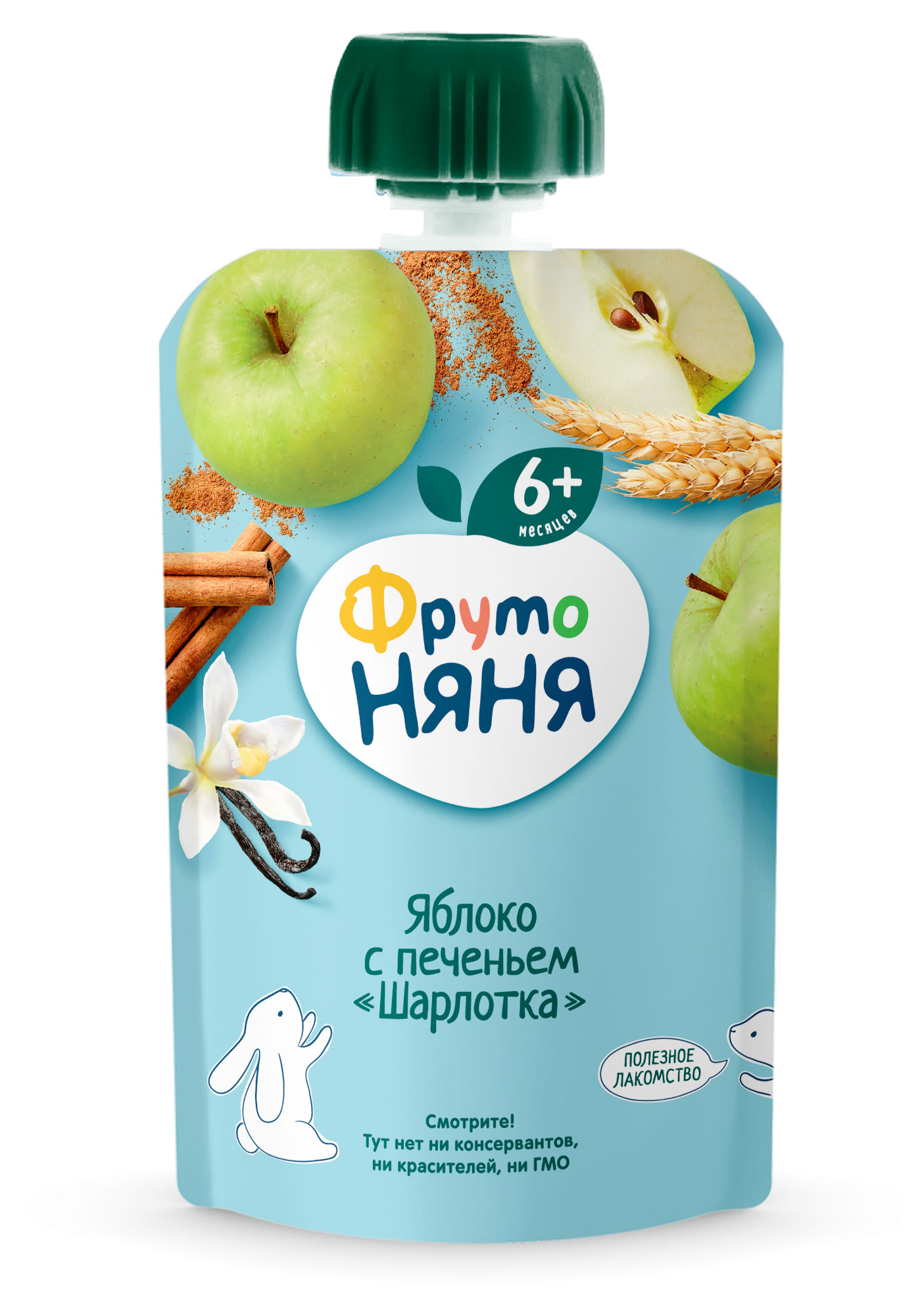 Пюре «ФрутоНяня» Шарлотка из яблок с печеньем с 6 мес., 90 г