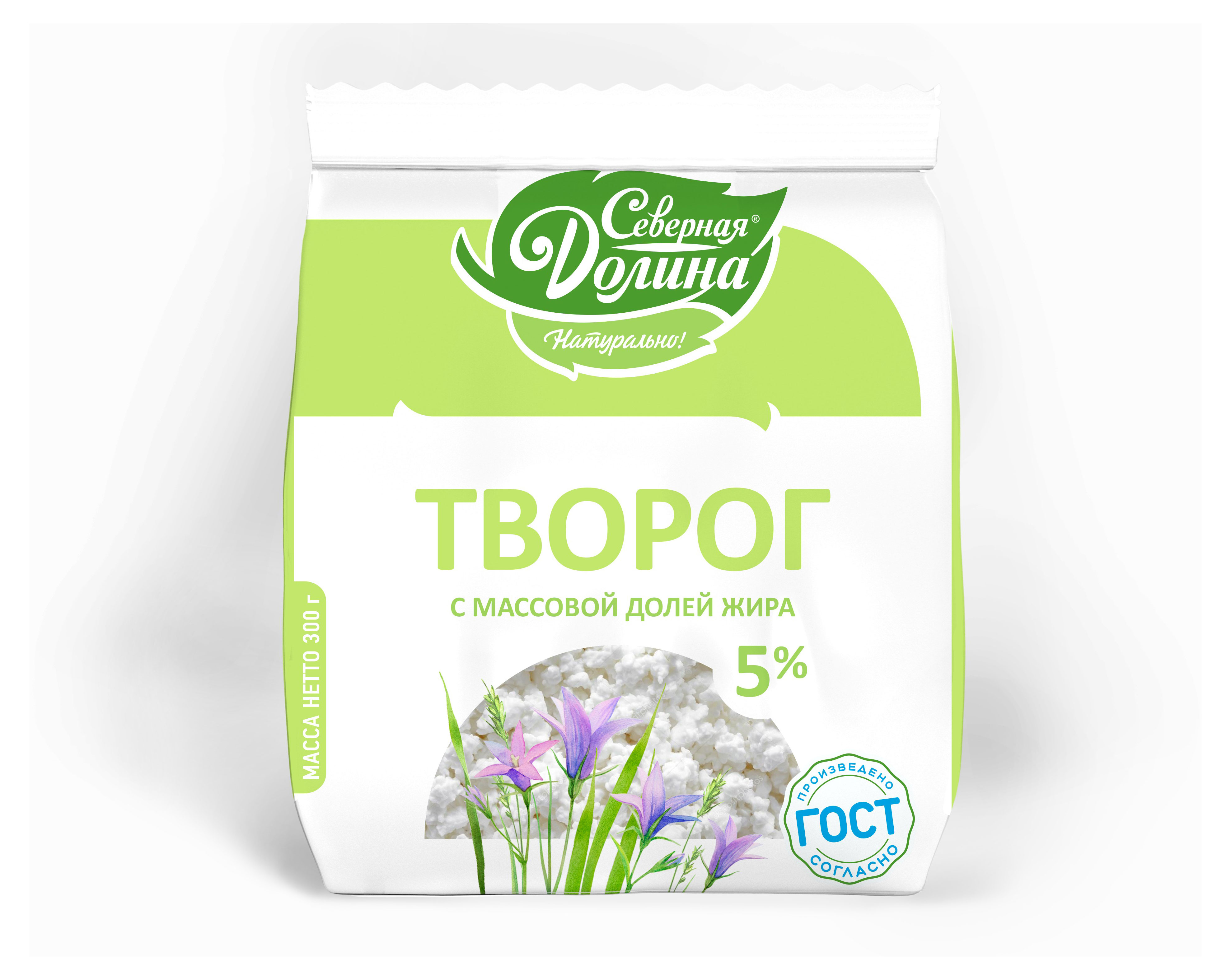 Творог рассыпчатый «Северная долина» ГОСТ 5% БЗМЖ, 300 г