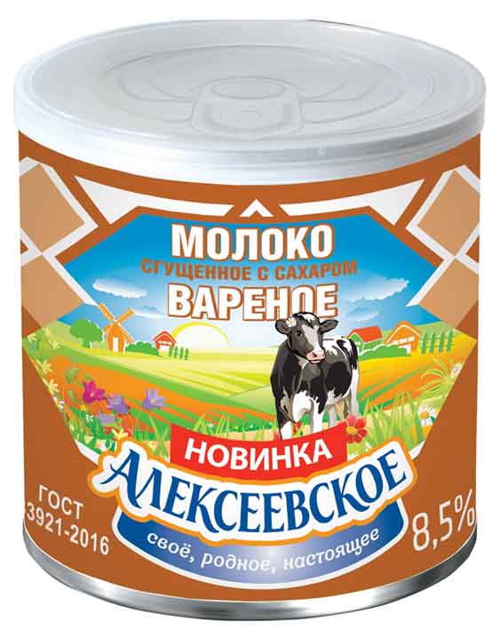 Молоко сгущенное «Алексеевское» вареное с сахаром 8.5% БЗМЖ, 360 г