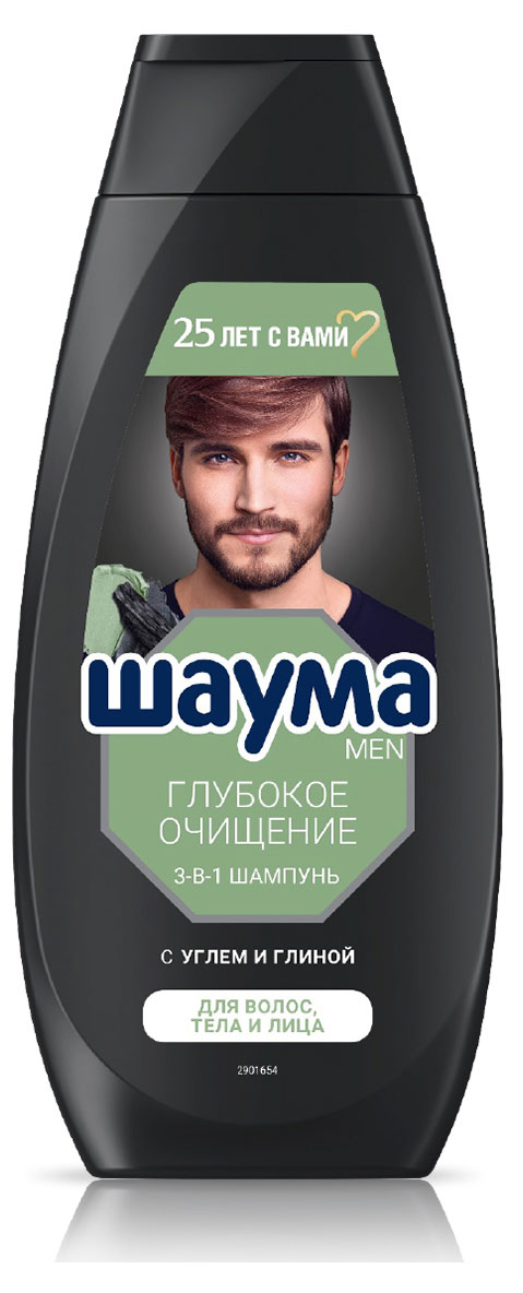Шампунь для волос «Шаума» Men Глубокое очищение 3в1 для волос тела и лица, 360 мл