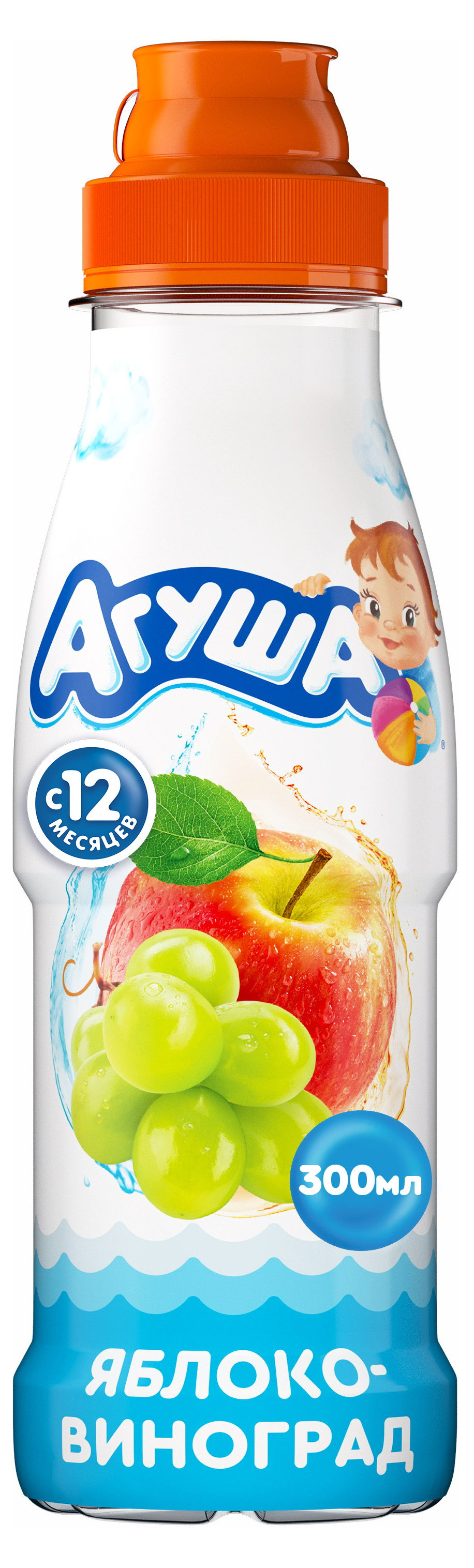 Напиток сокосодержащий «Агуша» яблоко и виноград с 12 мес., 300 мл