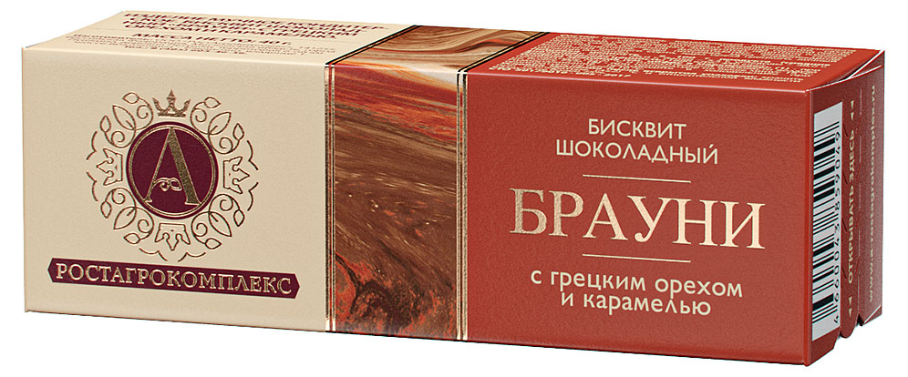 Брауни шоколадный бисквит «А.Ростагрокомплекс» с грецким орехом и карамелью, 40 г