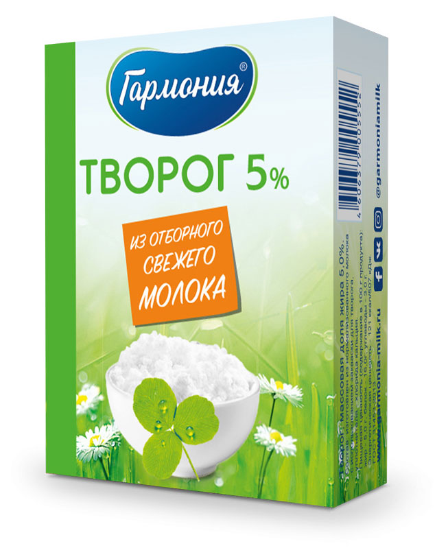 Творог «Гармония» брикет 5% БЗМЖ, 180 г