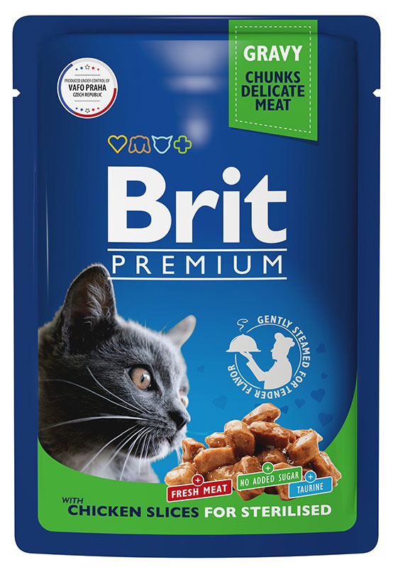 Корм для стерилизованных кошек Brit Premium с курицей в соусе, 85 г