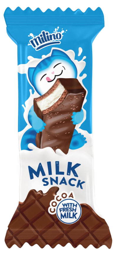 Пирожное бисквитное Milino Milk Snack Cocoa с какао и кремом с цельным молоком глазированное Австрия, 30 г